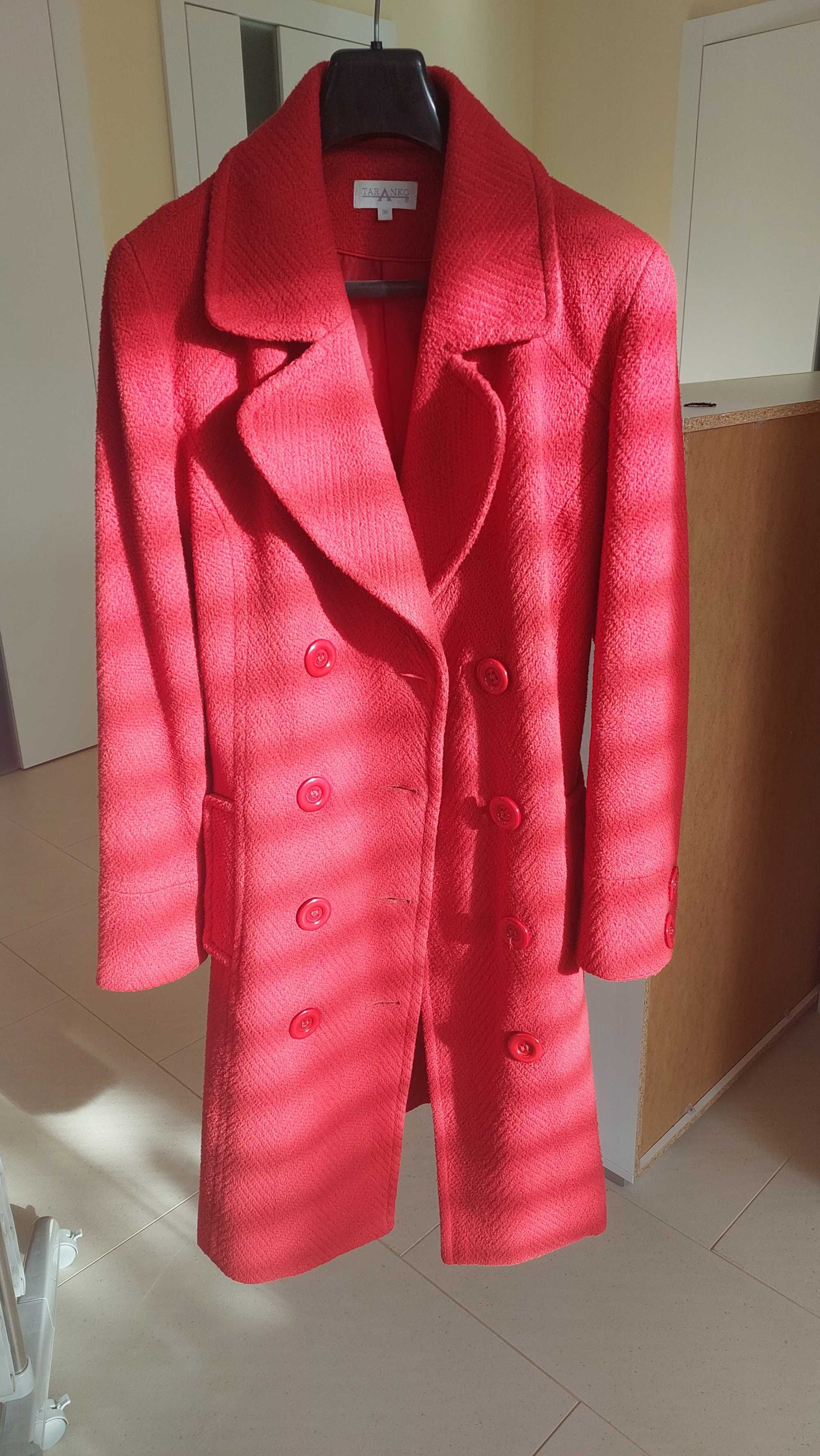 Płaszcz elegancki zimowy  czerwony wełna TARANKO 38