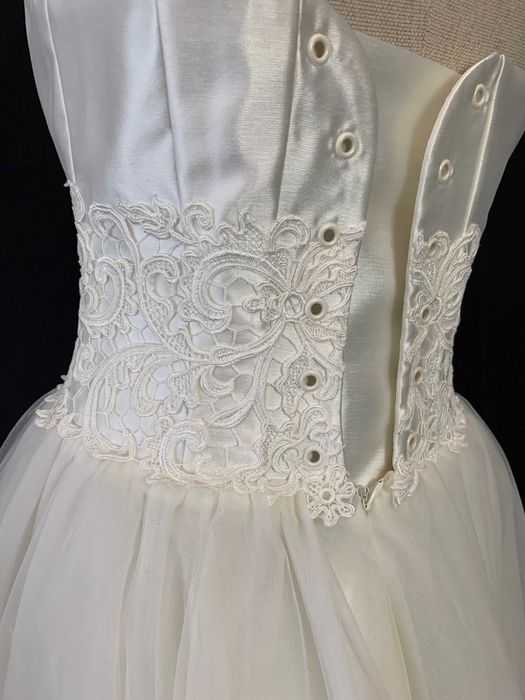 Nowa Krótka Suknia Ślubna S M 36 38 Wygodna midi księżniczka cywilny