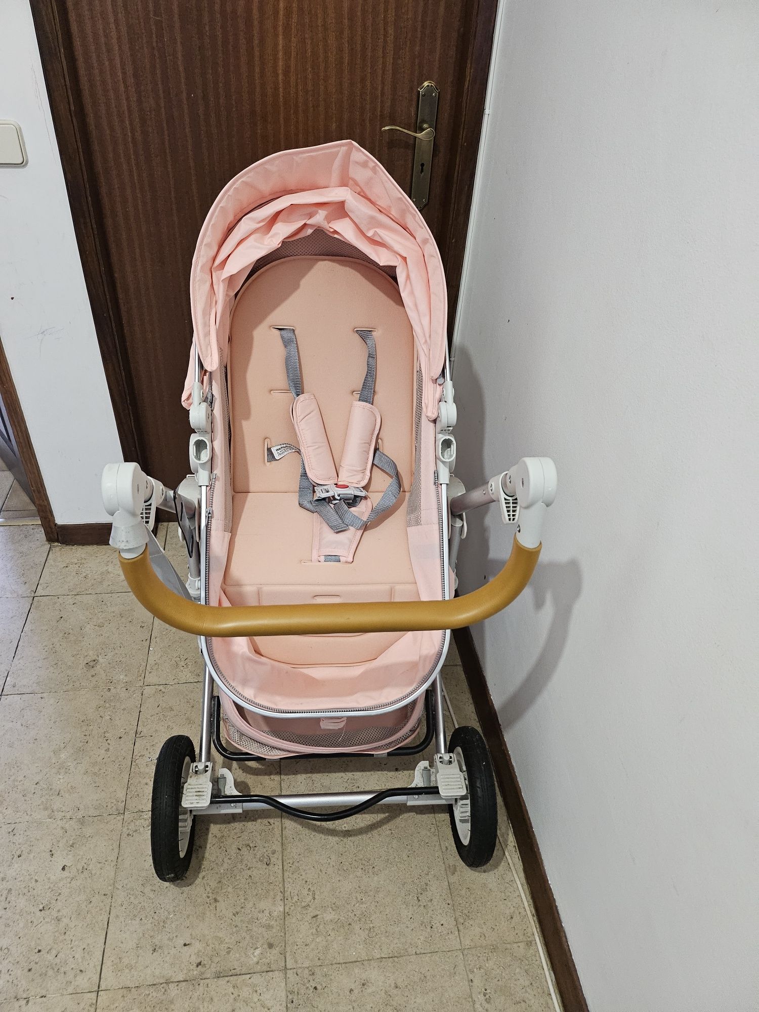 Carrinho de bebê com ovo.