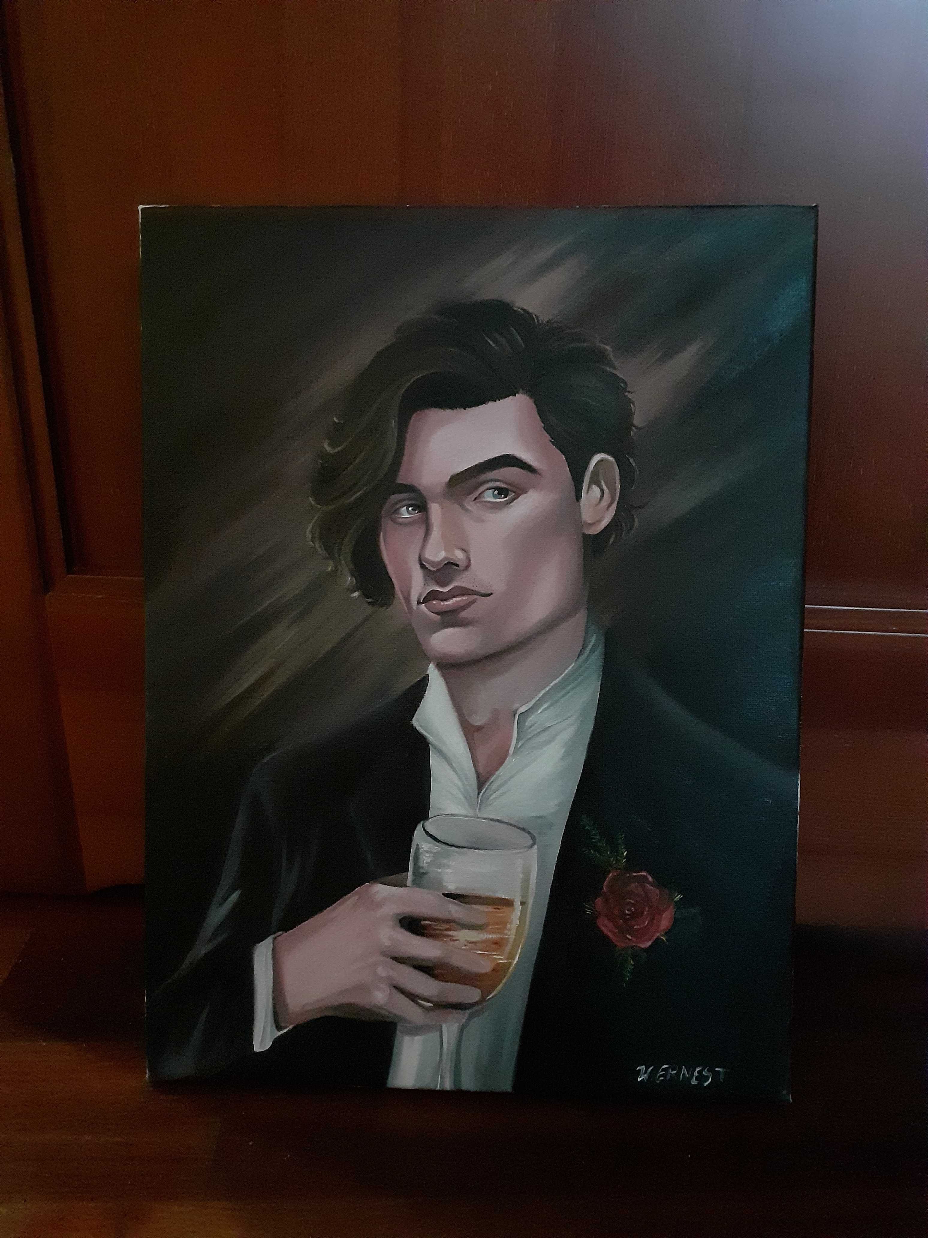Obraz olejny olej na płótnie portret mężczyzna sygnowany