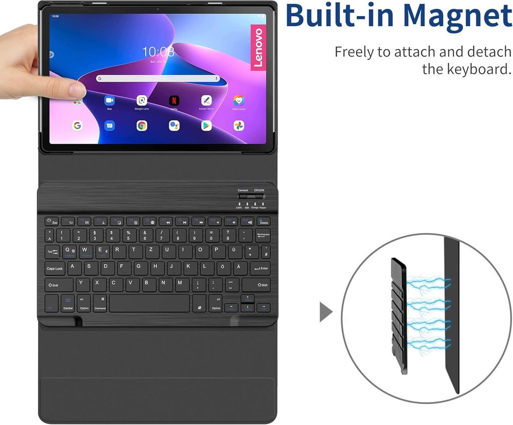 EasyAcc Etui, Klawiatura QWERTZ Do Lenovo Tab M10 Plus 3 gen.