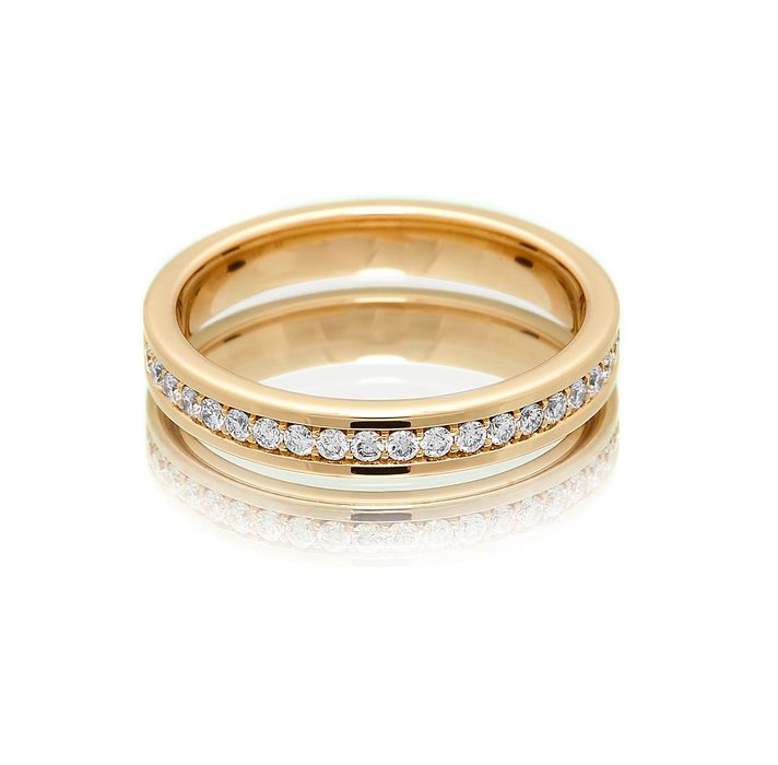 Obrączka z diamentami rząd dookoła szerokość 3.5 mm złoto 585 14K