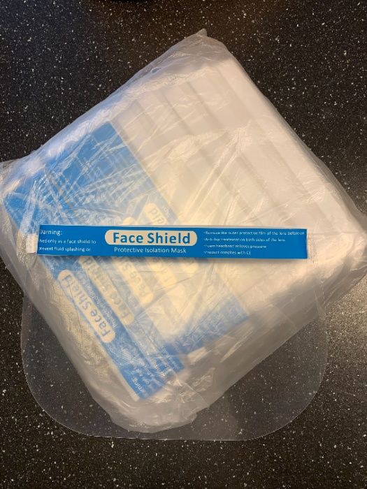 Przyłbica ochronna na gumce Face Shield, błękitna, nowa!