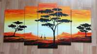 Tryptyk Afryka ręcznie malowany