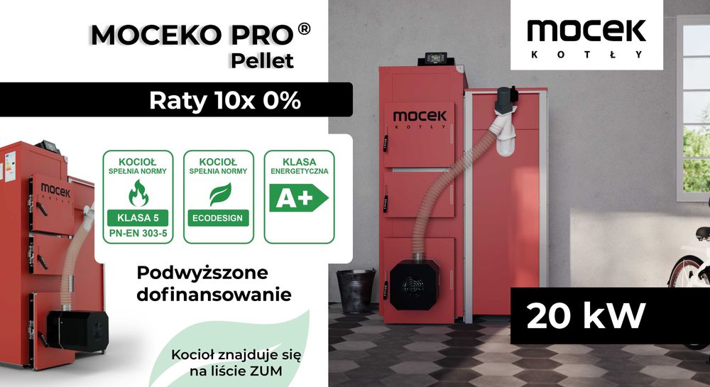 Kocioł na pellet, Moceko PRO 20kW, piec dotacje OD RĘKI MOCEK ZUM