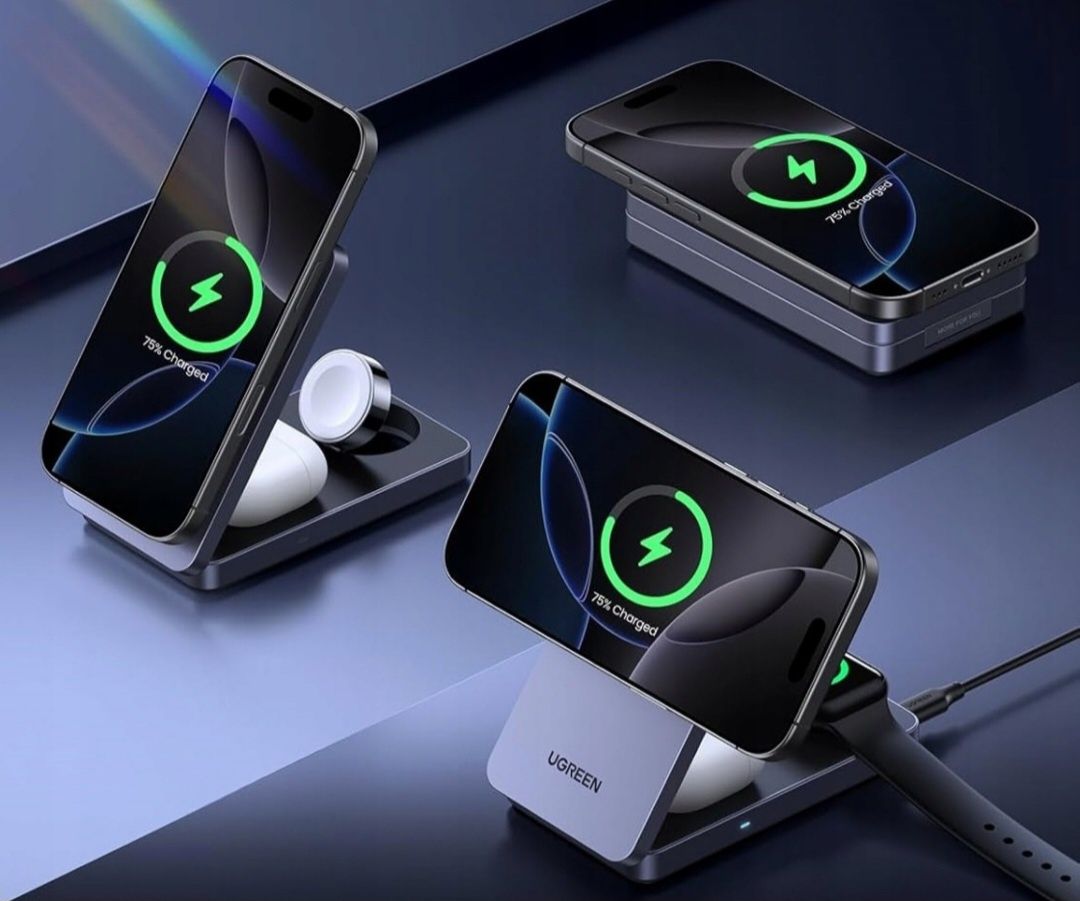 UGREEN MagFlow Qi2 Ładowarka 15W iPhone MagSafe Składana Bezprzewodowa