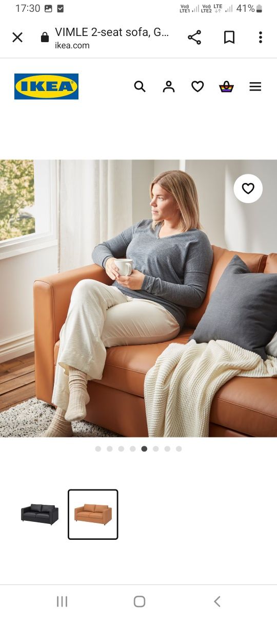 Nowa 1/2 ceny SKÓRA w Polsce niedostępna sofa 2 os. VIMLE z Ikea