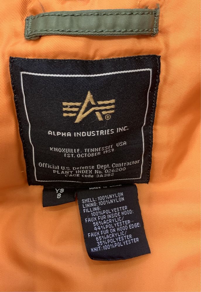 Дитяча зимова куртка/парка Аляска YOUTH N-3B PARKA Alpha industries