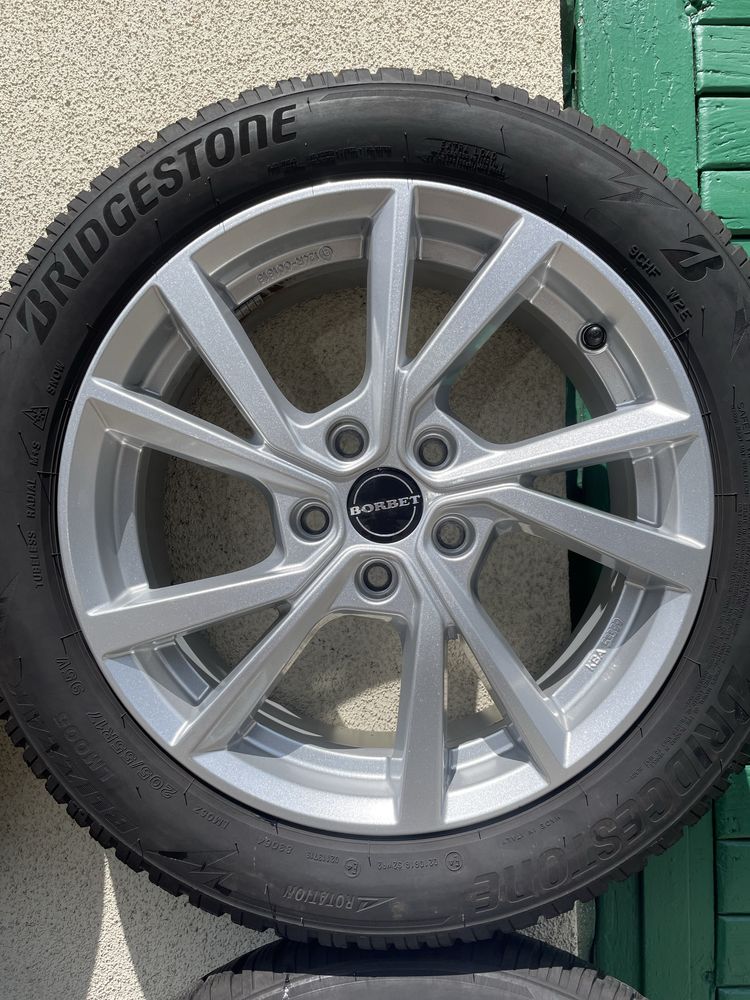 Felgi aluminiowe Borbet 17” 5x112 + opony Zima Bridgestone – stan bdb!