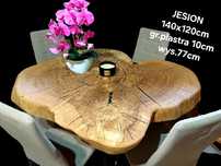 Stół 140x120cm plaster drewna UNIKAT ! PIĘKNY OKAZ LIVE EDGE JESION