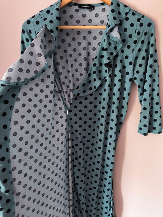 Piękna sukienka długa wiązana Reserved S w grochy retro przekładana