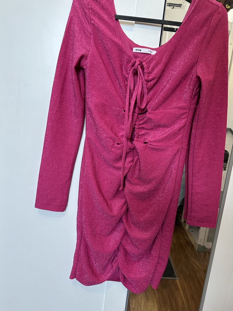 Sukienka nowa  sinsay marszczona rozowa brokat S/M