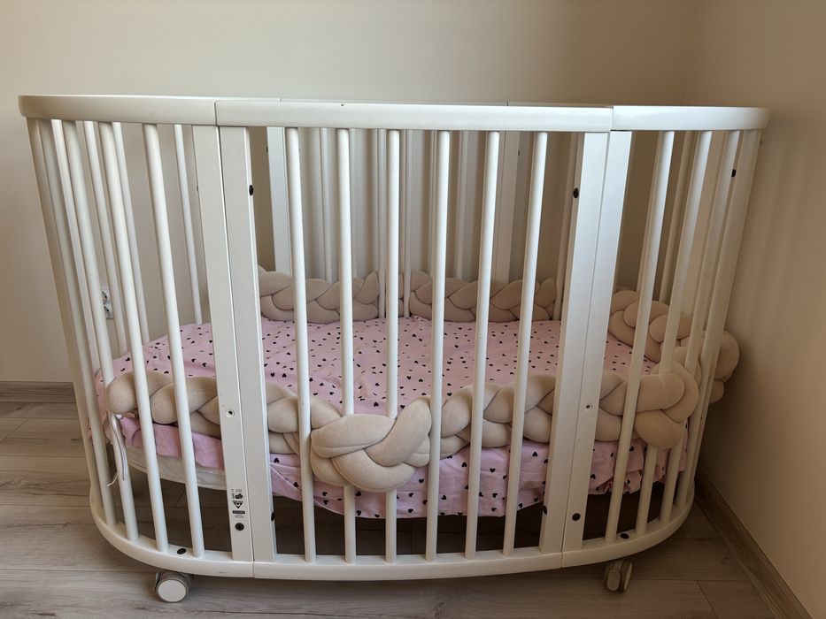 Łóżeczko Stokke Mini + rozszerzenie + 2 materace - STAN BDB