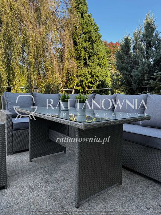 Narożnik Ogrodowy Zestaw Mebli Ogrodowych Tarasowych 3 Fotele Premium