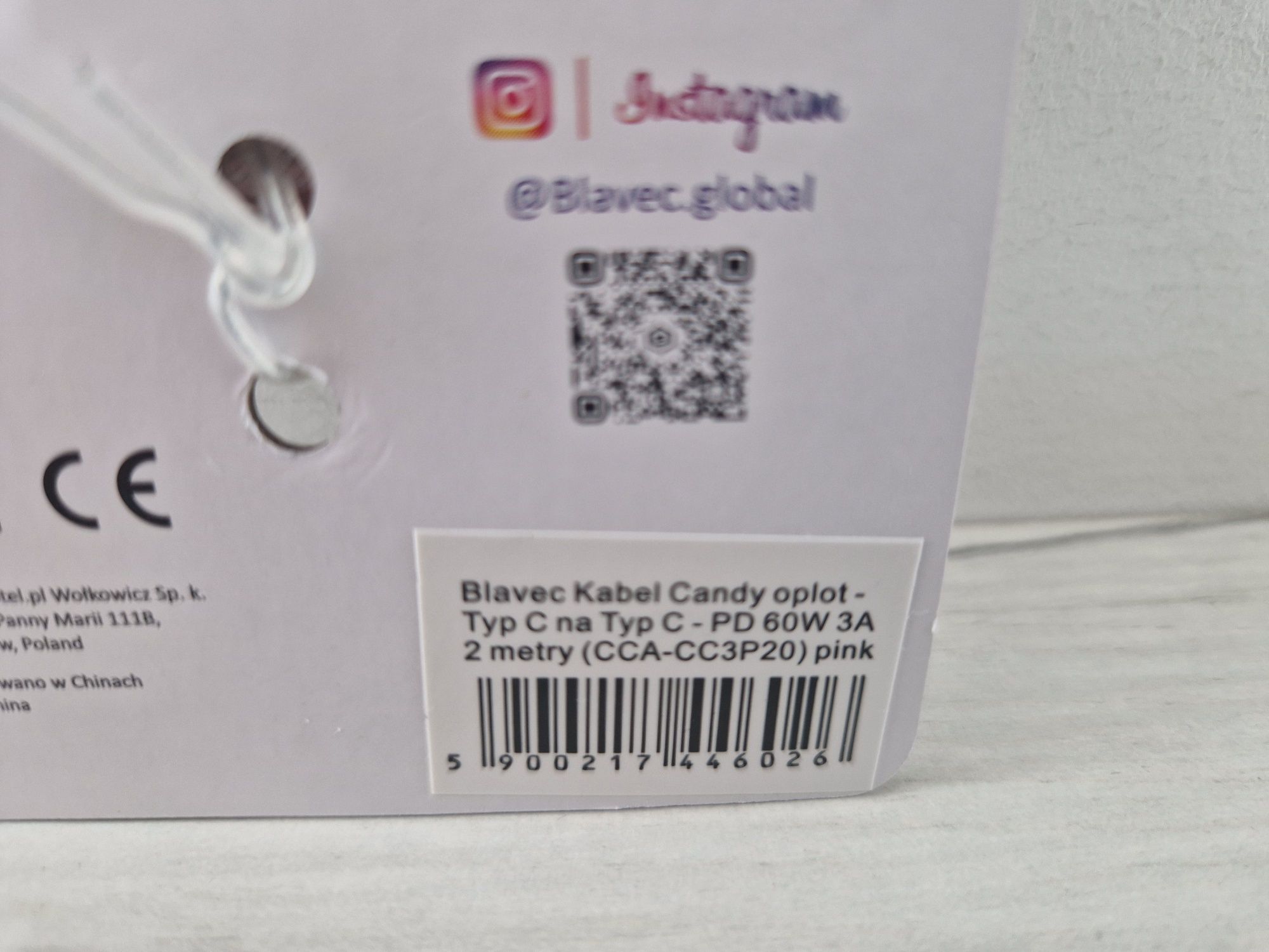 Blavec Kabel Candy oplot - Typ C na Typ C - PD 60W 3A 2 metry Apple