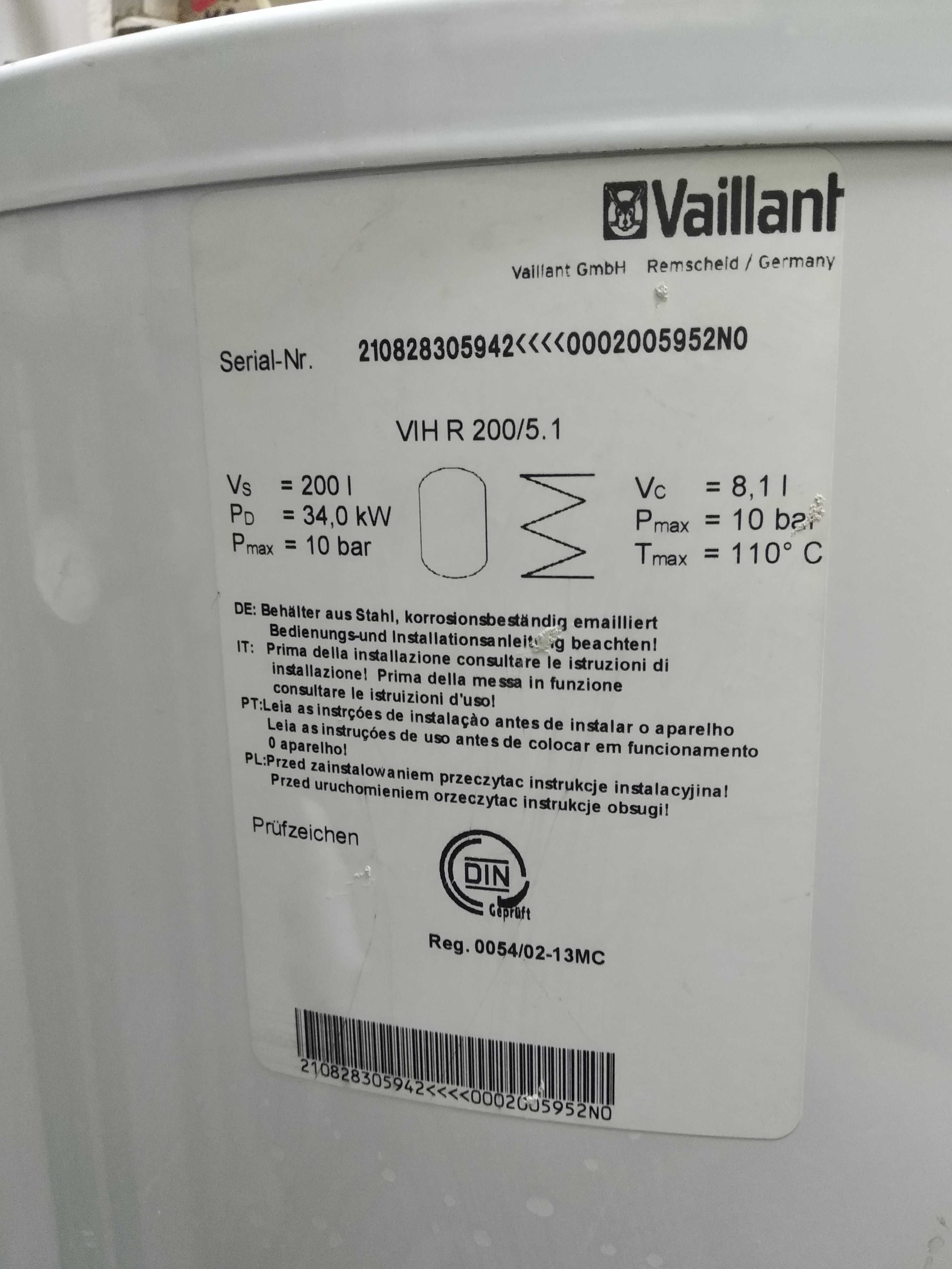 Продам бойлер непрям. нагріву Vaillant VIH R 200/5.1. б\у Объем 200 л.