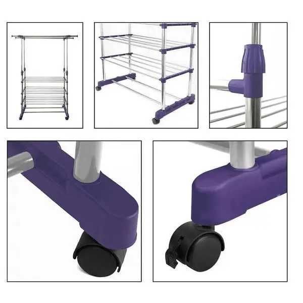 Телескопічна вішалка з полицями, Пересувна вішалка, Стійка для одягу