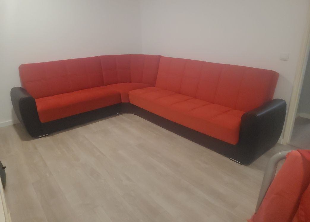 Sofá de canto modelo gel, cama com arrumação