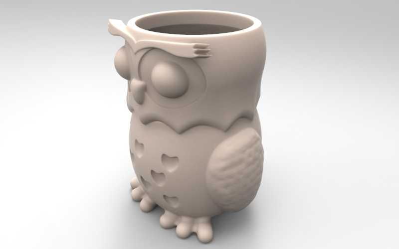 Vaso/Suporte Coruja Fofa 3D | Decoração Sabedoria Zen