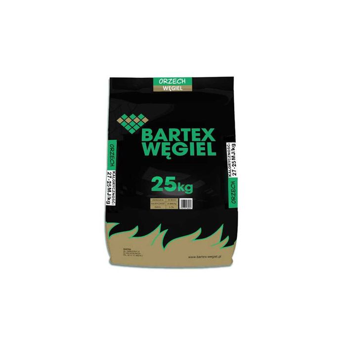 Węgiel ORZECH II 25-50mm - Workowany 25KG - Paleta 1 TONA - Bartex