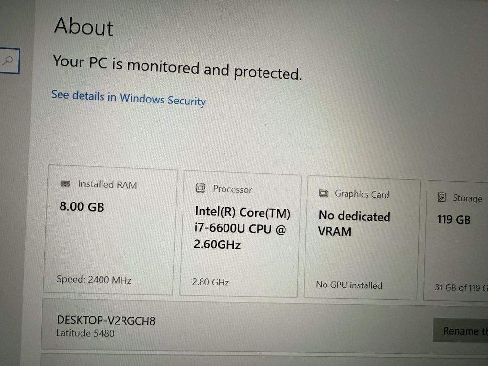 Portatil Laptop Dell intel core i7 8Gb Ram 128Gb ssd M2