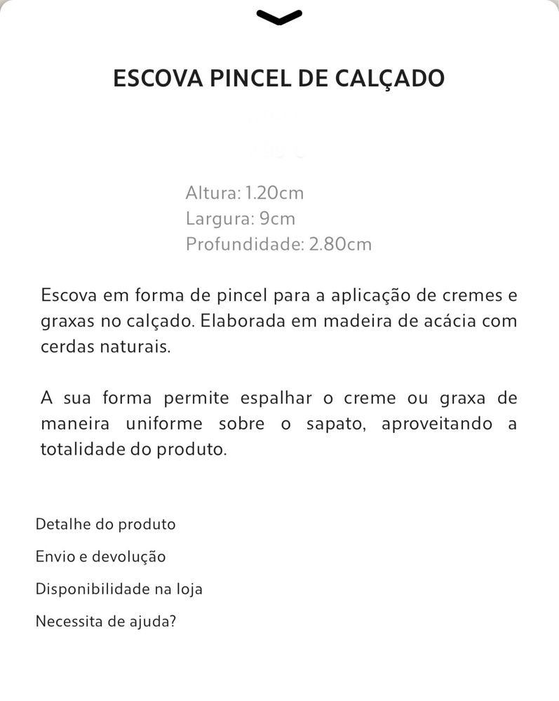 Escova Pincel de Calçado Zara Home NOVO