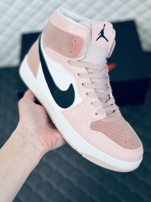 Nike Air Retro Jordan 1 pink кроссовки хайтопы женские розовые Джордан