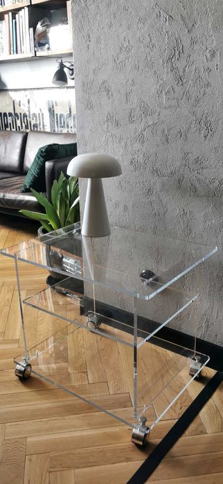 Stolik mobilny, szafka plexi, Vintage, 70'