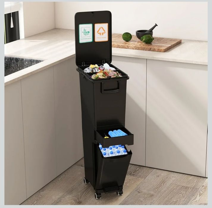 Kosz na śmieci 3 przegródki, kosz na śmieci 32 l