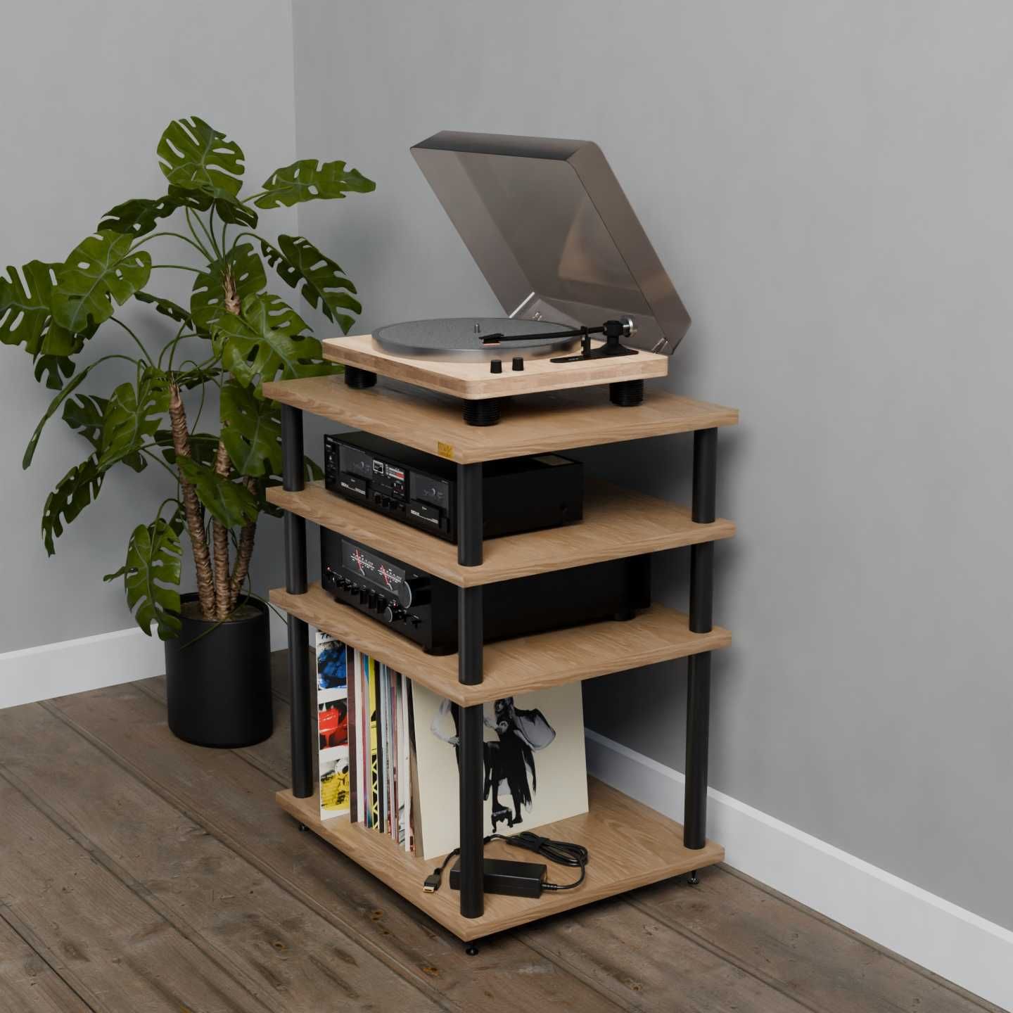 Stolik audio regał loft hi-fi pod płyty winylowe gramofonu