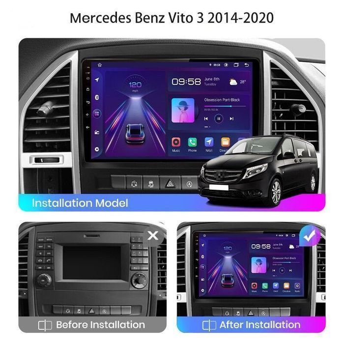 Radio nawigacja Mercedes Benz Vito W447 Carplay Android (6GB 128GB)