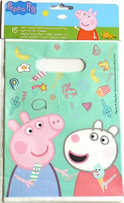 Torebki  dla dzieci foliowe Świnka Peppa zestaw 15szt na cukierki
