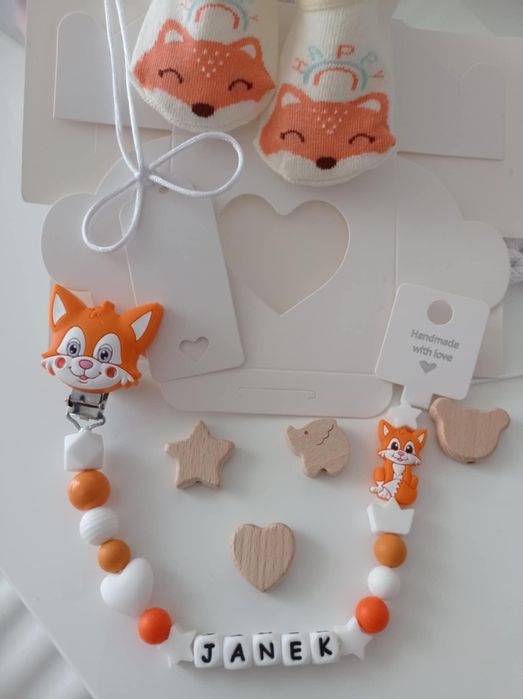 Zawieszka do smoczka prezent babyshower narodziny dla niemowlaka