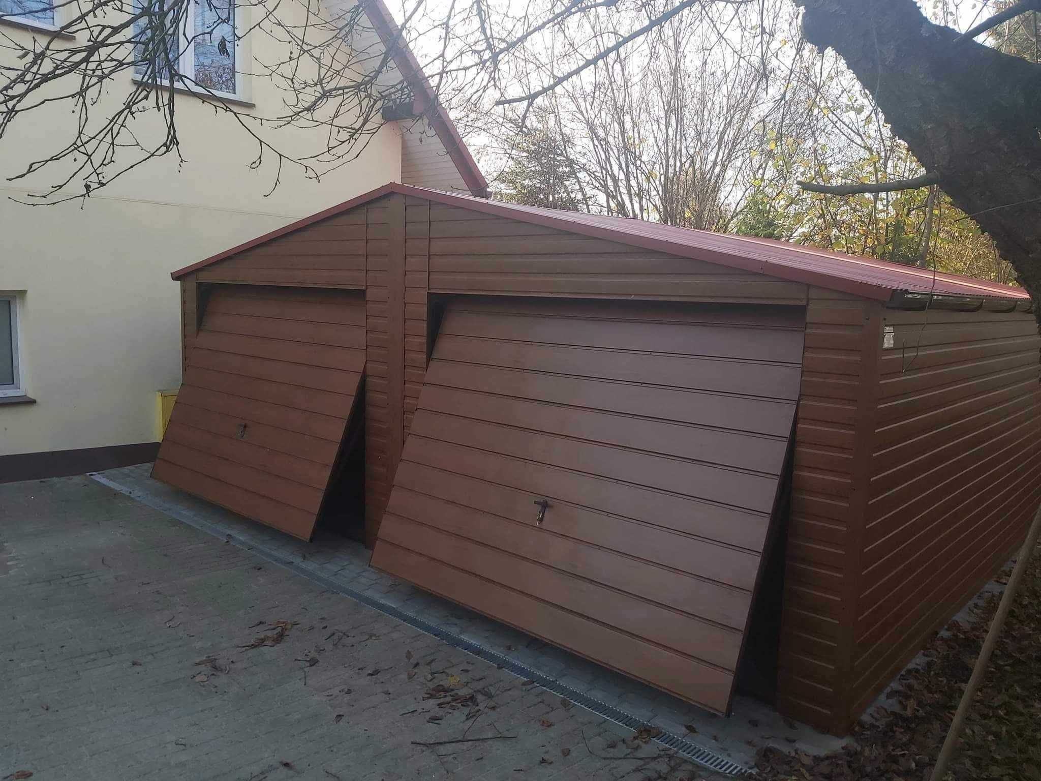 Garaż blaszany 7x7 drewno/grafit, opcja personalizacji na życzenie!