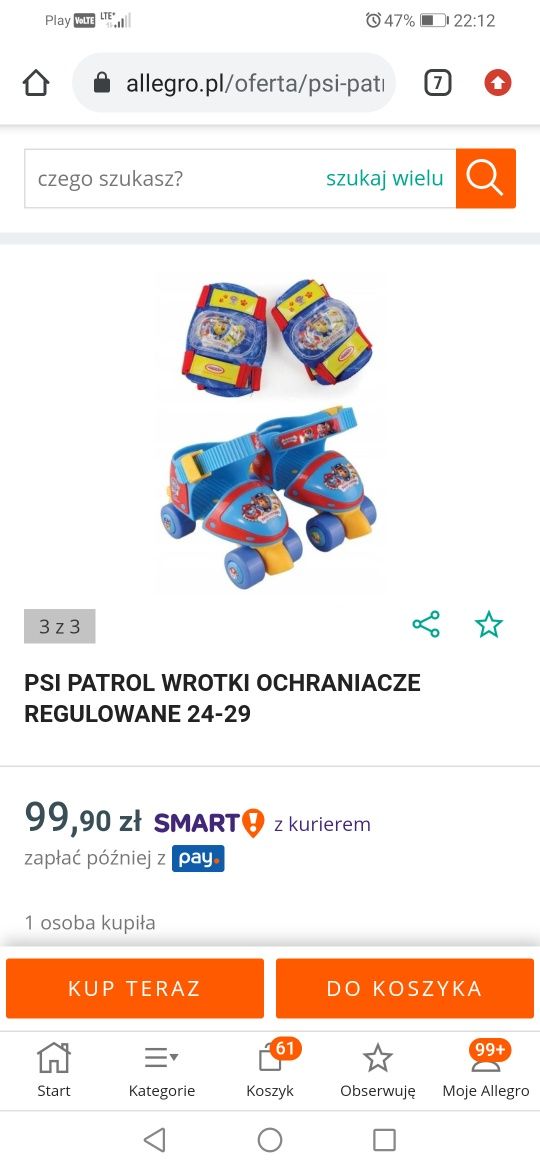 Wrotki z nadrukiem psiego patrolu