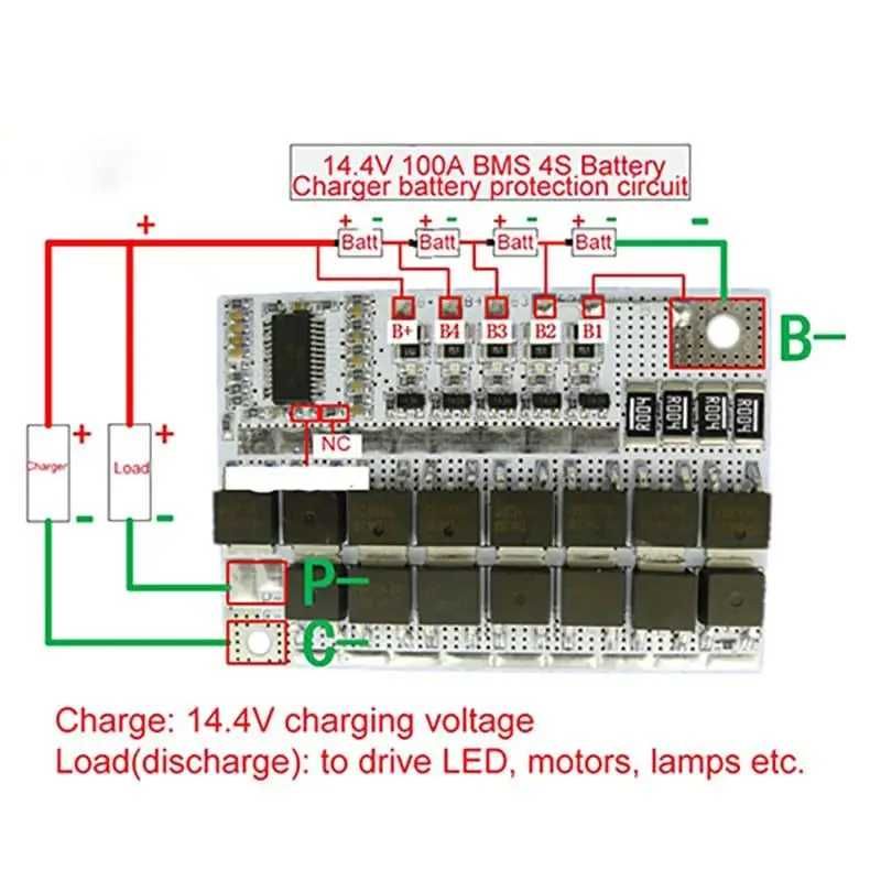 Модуль балансування BMS 4S (3S, 5S) 100А LiFePO4 3.2V
