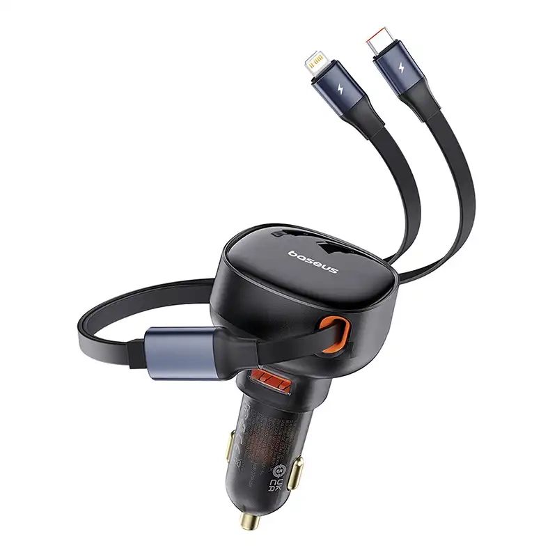Ładowarka samochodowa Baseus USB z kablem USB-C i Lightning 60 W