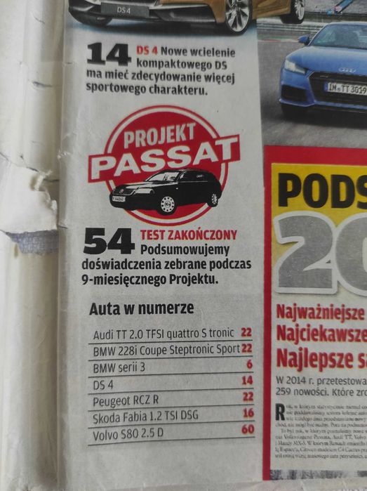 Czasopismo Motor WYSZUKAJ Auto 51-52/2014 TT DS4 RCZ Fabia S80 seria 3
