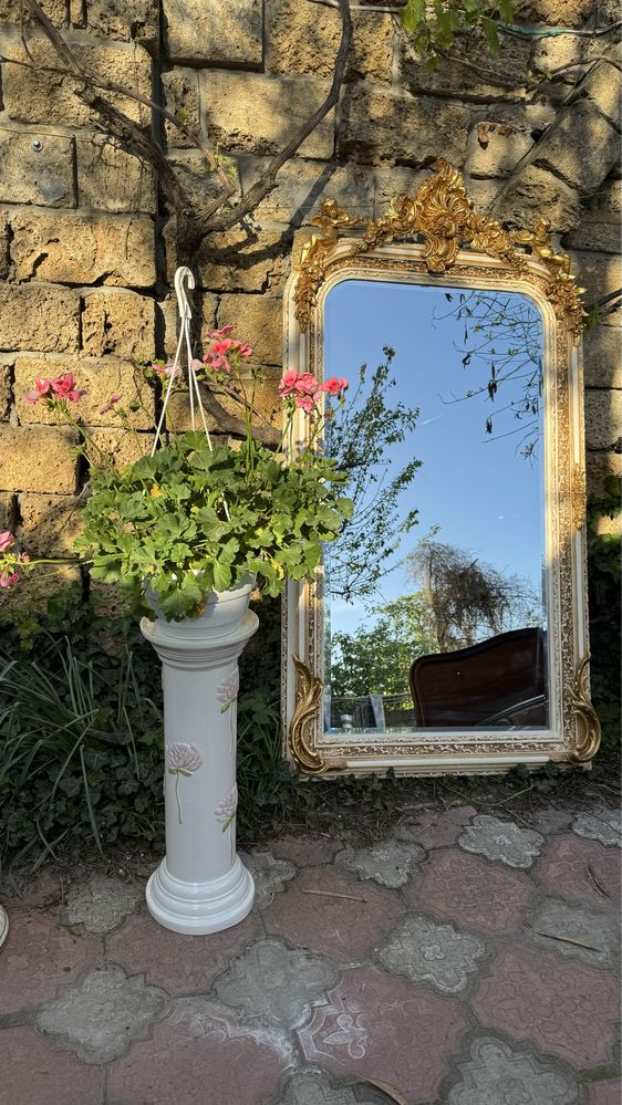 Зеркало с путти большое, напольное настенное,золочение, ivory, Италия