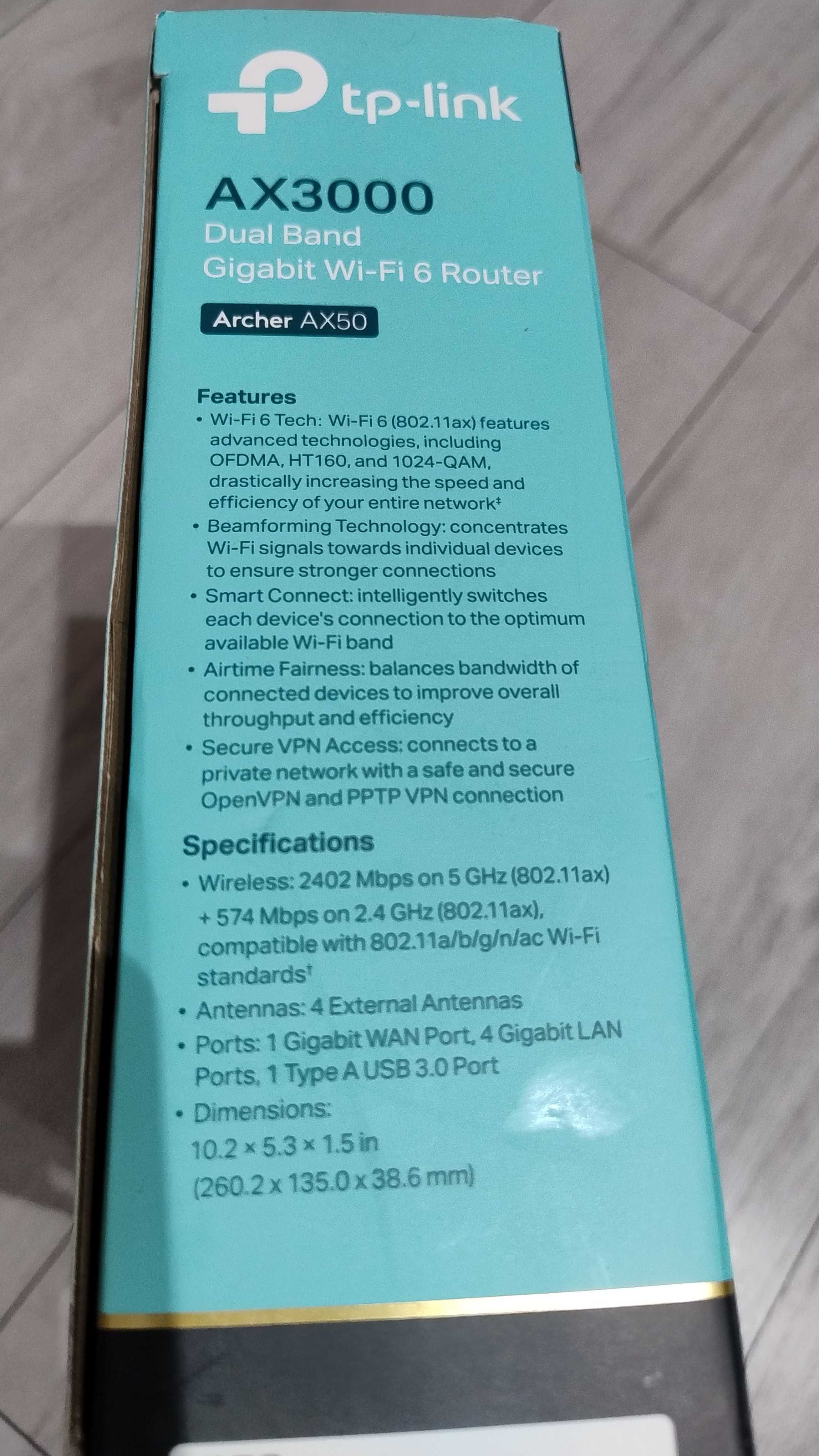 Router TP-LINK Archer AX50 2.4 / 5 GHz (DualBand) WI-FI 6