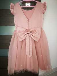 Elegancka sukienka tiulowa różowa  140 146