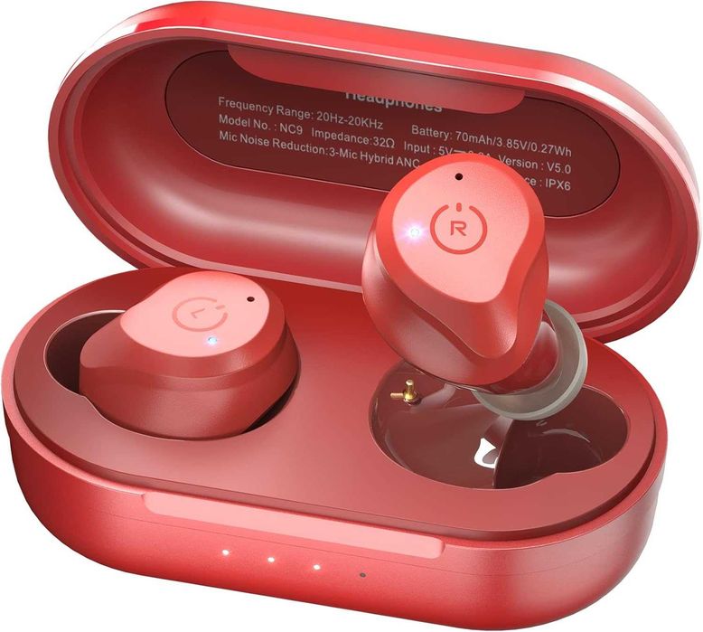 Słuchawki douszne TOZO NC9- ciemnoczerwone