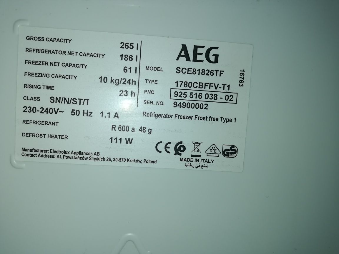 Lodówka AEG SCE81826TF