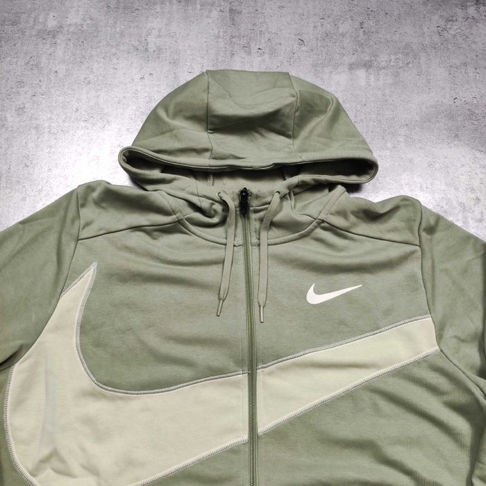 MĘSKA Bluza PREMIM Nike Oliwka Swoosh z Kapturem jak NOWA Hoodie Logo