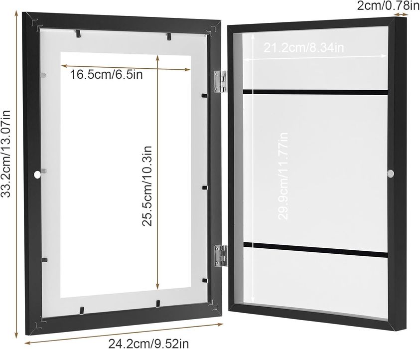 Ramka Drewniana 33x24 cm na 150 Kartek A4 Zestaw 2 Czarne