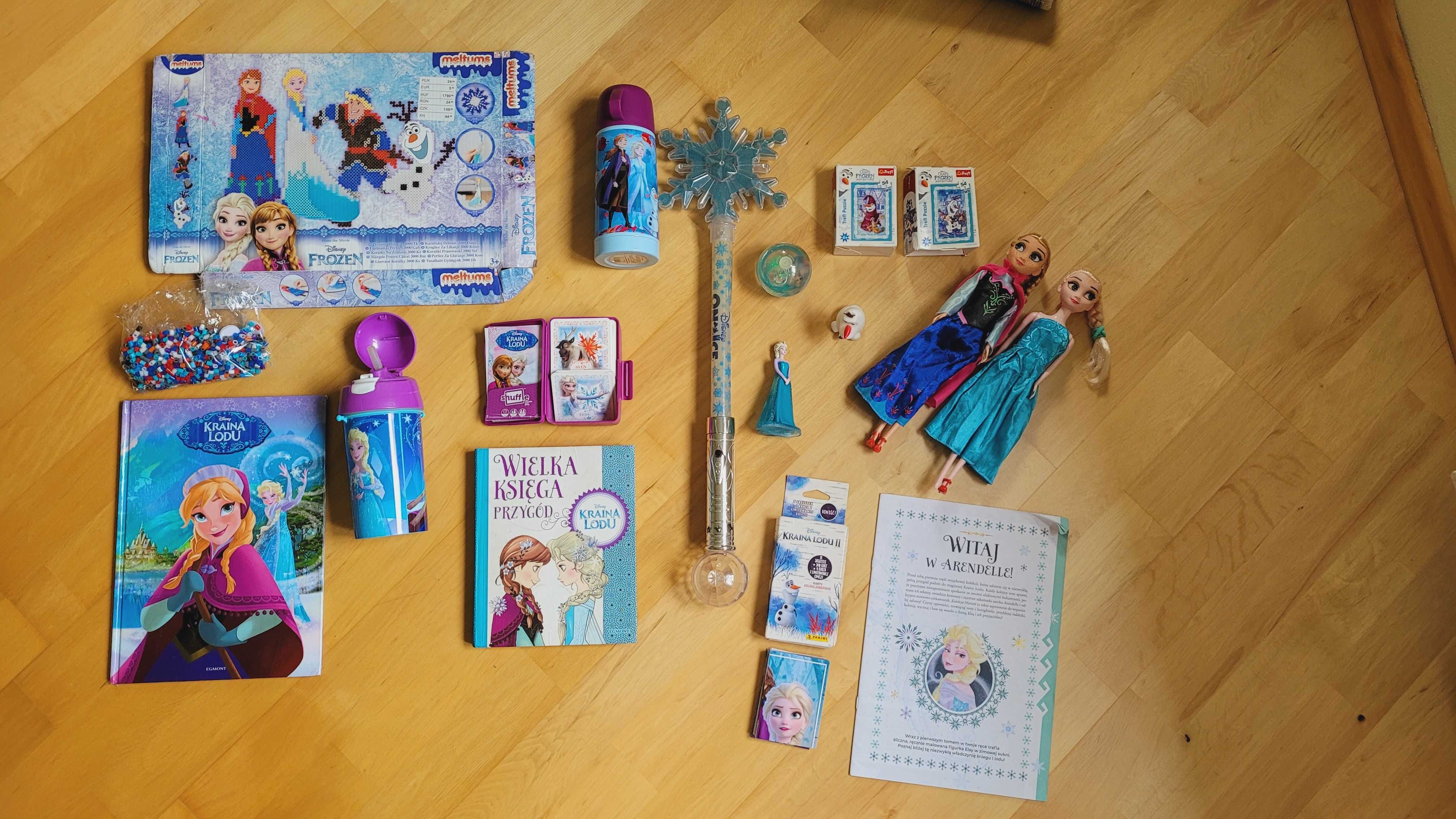 zestaw zabawek dla dziewczynki Kraina Lodu lalki, książki, puzzle, gry