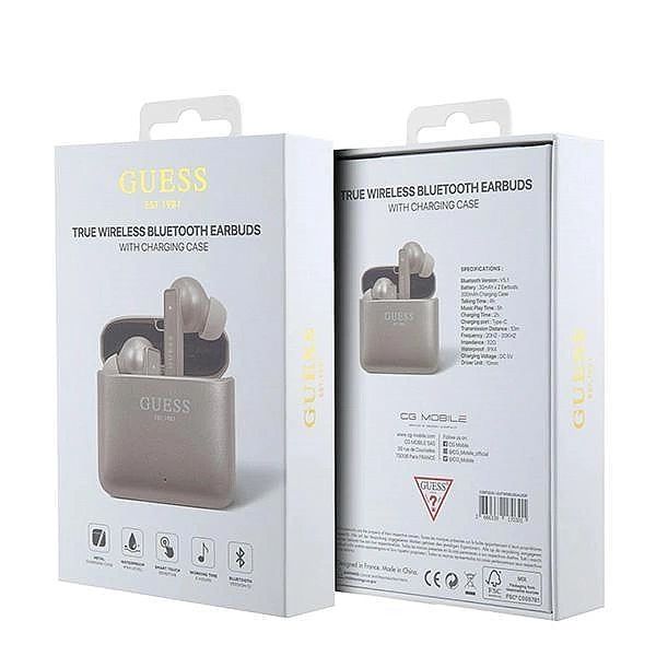 Słuchawki Bluetooth Guess Printed Logo TWS + stacja dokująca - różowo-
