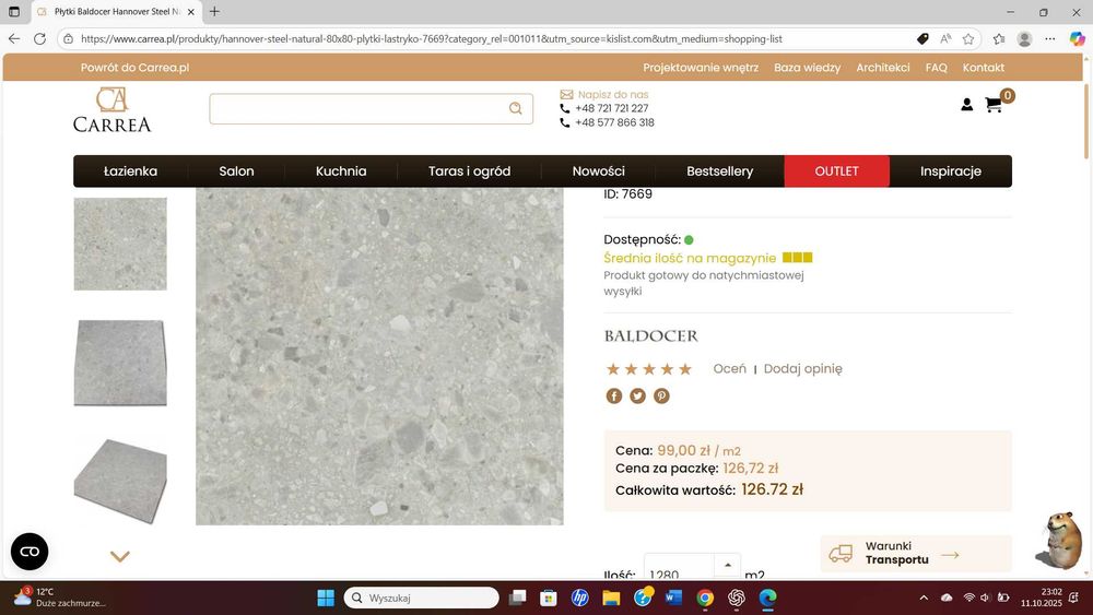Hannover Steel Natural 80x80 płytki lastryko