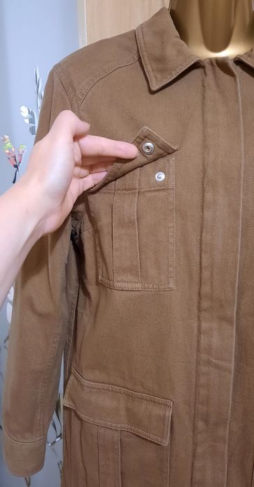 Котонова куртка H&M р. 34 джинсова хакі на блискавці