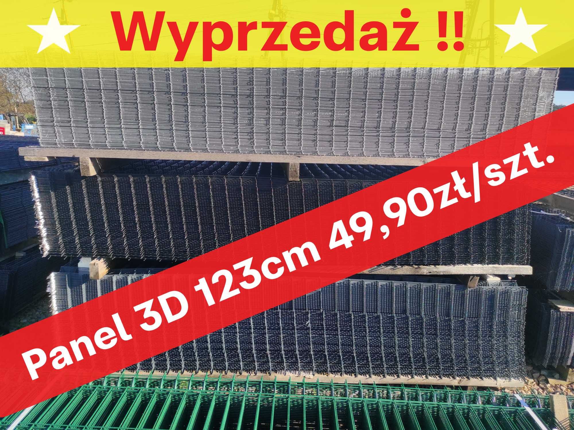 Panel ogrodzeniowy 3d 123cm fi 3,2 WYPRZEDAŻ 7016 i 9005 19,96zł/mb !!